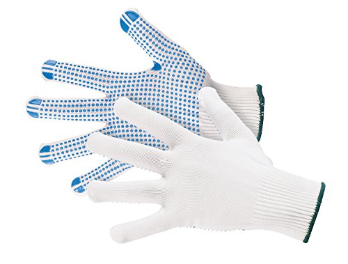 Jah 5070 Nylon-Strickhandschuh 12 Paar Noppen mittelschwer weiß Gr. 8 von Jah