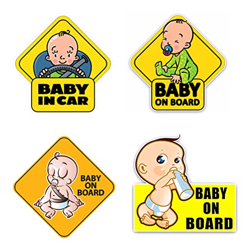 JAHEMU Baby an Bord Schild für Auto Gelbes Kinder Warnschild Sicherheitsaufkleber Für das Auto der Eltern mit Babys Neugeborenen und Kleinkindern von JAHEMU