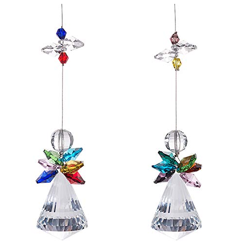 JAHEMU Kristall Suncatcher Engel Feng Shui Prismen Hänge-Ornament Fensterdekor Kristallkugel Prisma Dekor für Fenster Garten Geburtstag Hochzeit, 2 Stück von JAHEMU