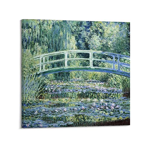 JAHER Claude Monet Gemälde – (Seerosen und japanische Brücke) Poster Kunstdruck Wand Foto Farbe Hängendes Bild Familie Schlafzimmer Dekor Geschenk 40 x 40 cm von JAHER