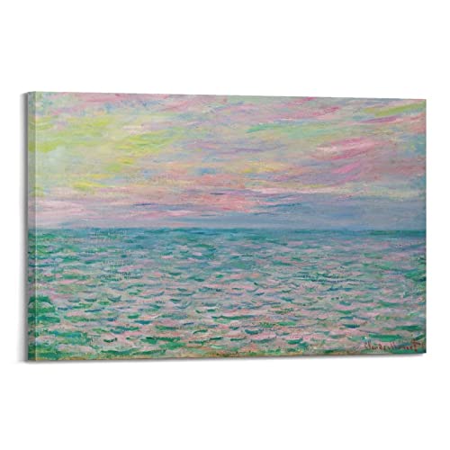 JAHER Claude Monet Gemälde – (Sonnenuntergang in Pourville, Pleine Mer) Poster Leinwand Kunstdrucke Geschenke Foto Bild Gemälde Raumdekoration Heimdekoration 60 x 90 cm von JAHER