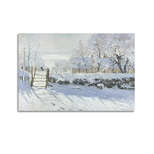 JAHER Claude Monet Paintings – Die Elster-Poster, dekoratives Gemälde, Leinwand, Wandkunst, Wohnzimmer, Schlafzimmer, Gemälde 40 x 60 cm von JAHER