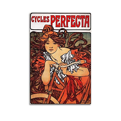 JAHER Cycles Perfecta von Alphonse Mucha Art Poster, Kunst, Malerei, Dekoration, Wandfoto, Zuhause, modern, dekorativ, 30 x 45 cm von JAHER