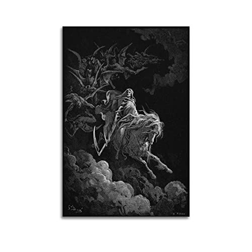 JAHER Gustave Dore Poster, Motiv: Tod auf dem blassen Pferd, coole Kunstwerke, Malerei, Wandkunst, zum Aufhängen, 20 x 30 cm von JAHER