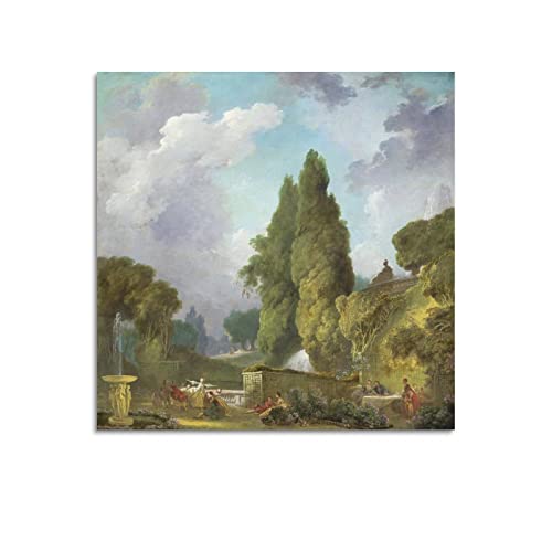 JAHER Jean Honore Fragonard Paintings – (Blindman's Buff) Poster Wandkunst Gemälde Leinwand Geschenk Wohnzimmer Drucke Schlafzimmer Dekor Kunstwerke 60 x 60 cm von JAHER