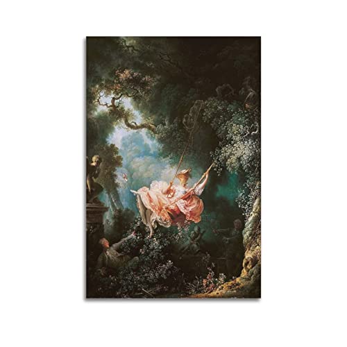 JAHER Jean Honore Fragonard Paintings – (Die Schaukel) Poster Leinwand Kunstdrucke Geschenke Foto Bild Gemälde Raumdekoration Heimdekoration 40 x 60 cm von JAHER