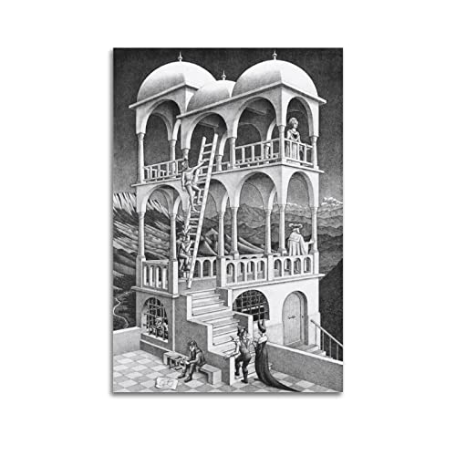 JAHER M.C. Escher Paintings Artworks – (Belvedere) Poster Kunstdruck Wand Foto Farbe Hängendes Bild Familie Schlafzimmer Dekor Geschenk 40 x 60 cm von JAHER