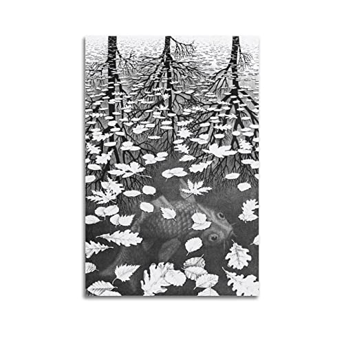 JAHER M.C. Escher Paintings Artworks – (drei Welten) Poster, Kunst, Leinwand, Gemälde, Dekoration, Wanddruck, Fotogeschenke, Zuhause, moderne Dekorationen, 40 x 60 cm von JAHER