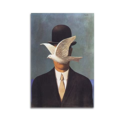 JAHER Man in A Bowler Hat von Rene Magritte Art Poster Heimdekoration Wandkunst Hängebild Dekoratives Gemälde 40 x 60 cm von JAHER