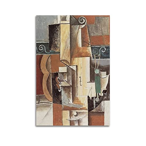 JAHER Pablo Picasso Gemälde – (Gitarre und Violine) Poster Kunstwerke Leinwand Raum Ästhetische Wandkunst Drucke Zuhause Moderne Dekoration Geschenke 60 x 90 cm von JAHER