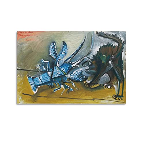 JAHER Pablo Picasso Gemälde – (Hummer und Katze) Posterbild Druck Wandkunst Gemälde Leinwand Kunstwerke Geschenkidee Raum Ästhetik 60 x 90 cm von JAHER