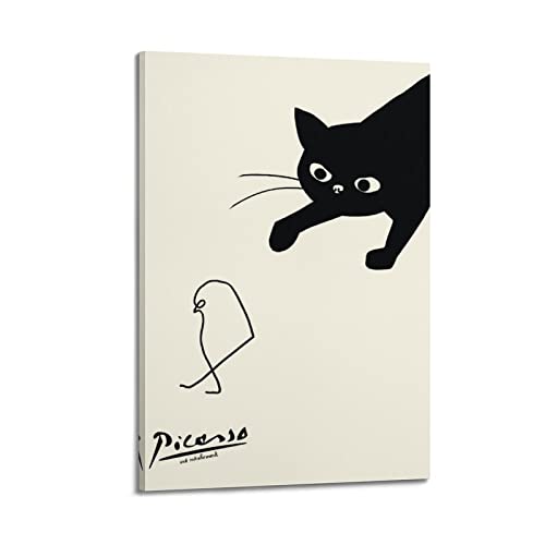 JAHER Pablo Picasso Gemälde – (Katze Fangvögel ) Poster Kunstdruck Wand Foto Farbe Hängendes Bild Familie Schlafzimmer Dekor Geschenk 20 x 30 cm von JAHER