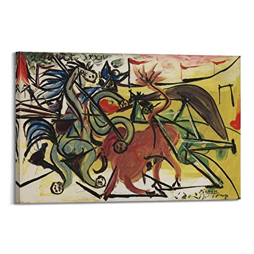 JAHER Pablo Picasso Paintings – (The Bull Fight) Poster Kunstwerke Leinwand Zimmer Ästhetische Wandkunst Drucke Zuhause Moderne Dekoration Geschenke 50 x 75 cm von JAHER