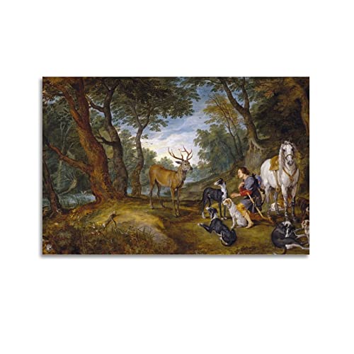 JAHER Peter Paul Rubens Gemälde – (Die Vision von St. Hubert) Poster Leinwand Kunstdrucke Geschenke Foto Bild Gemälde Raumdekoration Heimdekoration 50 x 75 cm von JAHER