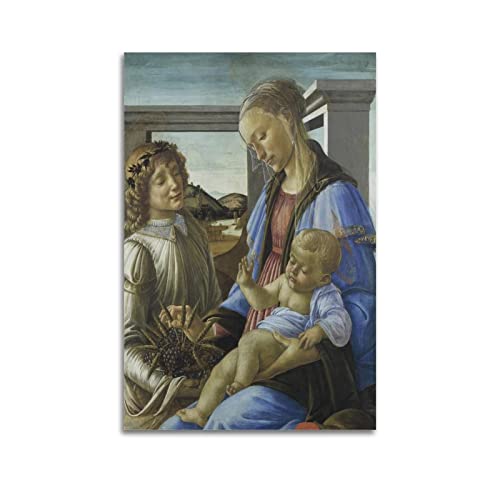 JAHER Sandro Botticelli Gemälde Kunstwerke – (Madonna und Kind mit einem Engel) Poster, Zimmer, ästhetischer Druck, Kunst, Wandgemälde, Leinwand, Geschenke, moderne Schlafzimmerdekoration, 20 x 30 cm von JAHER