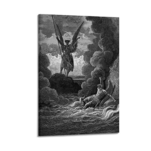 JAHER Satan und Beelzebub von Gustave Dore Art Poster, Malerei auf Wandkunst, Croll-Bild, Wanddekoration, 30 x 45 cm von JAHER