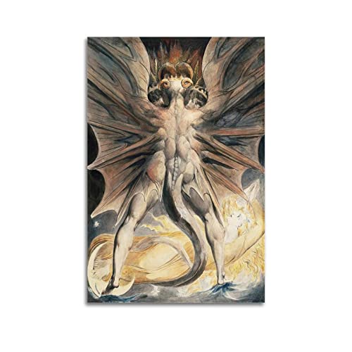 JAHER William Blake-Kunstposter mit roter Drachenfrau, bekleidete Sonne, 20 x 30 cm von JAHER