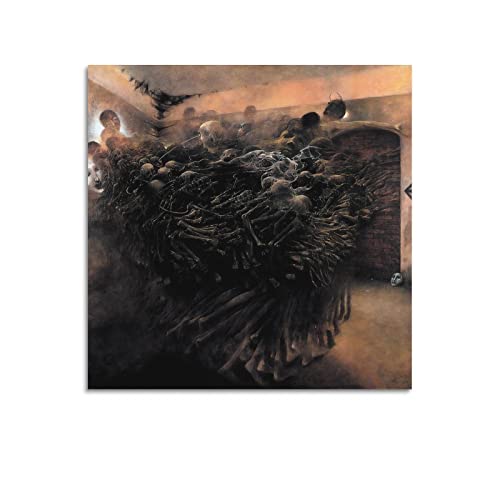 JAHER Zdzisław Beksinski Kunstposter Surrealistische Arbeit Nr. 11 von Zdzisław Beksinski Kunstposter Heimdekoration Wandkunst Hängebild dekoratives Gemälde 50 x 50 cm von JAHER