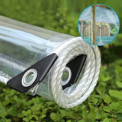 JAHQ 1.5 x 3 m wasserdichte Transparente PVC Plane mit Ösen,Wetterfeste Plane Strapazierfähige Vordächer Faltbar,0,35mm Regenschutz Abdeckplane für Gartenmöbel Pflanzen Gewächshaus Pet Hutch Dach von JAHQLIGHT