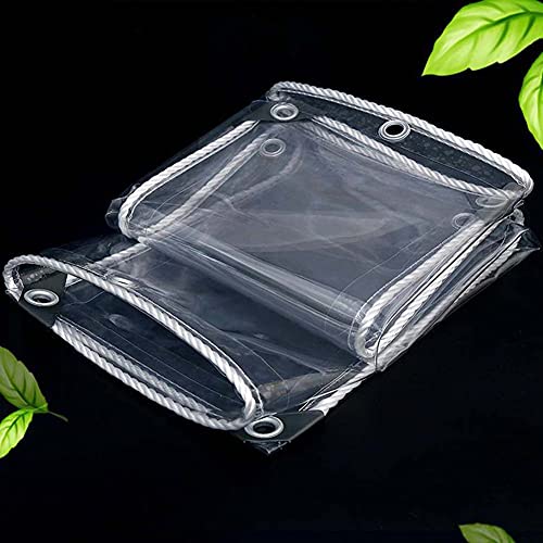 JAHQLIGHT 160cm x 190cm Transparente Plane Abdeckplane,Pflanzenschutz Regen-Vorhänge,PVC Glas Klare wasserdichte Tarps mit Ösen,Schutzplane Für Gartenmöbel,Kältebeständig,Regenfest,Frostschutzmittel von JAHQLIGHT