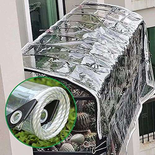 JAHQLIGHT 3.5m x 2.5m Abdeckplane Transparent Durchsichtig Plane Mit öSen und Seil ​| Zeltplane Wasserdicht Folie Balkon Abdeckung Gewebeplane StrapazierfäHige Wetterfeste Mehrzweck Autoplanen von JAHQLIGHT