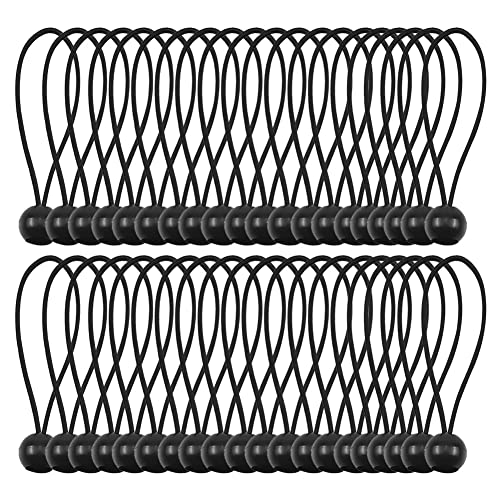 JAHQLIGHT 40 x Spanngummi mit Kugel Spanngurt Gummischlaufen Zeltgummi Gummispanner für Partyzelte Planen Camping oder Rolltaschen usw. schwarz von JAHQLIGHT