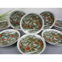 5 Kuchenteller Mit Jagdmotiv Von Mitterteich, Salatteller Grün Orange Rustikalem Speiseservice Tafelservice, Vintage Dessertteller 5 Kuchenteller Mit Jagdmotiv Von Mitterteich, Salatteller Grün Orange Rustikalem Speiseservice Tafelservice, Vintage Dessertteller von JAHRZEHNTE