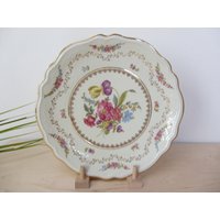 Große Winterling Servierschale, Servierteller Sammelteller, Golddekor Obstschale, Art Deco Porzellanschale Passend Zu Sammeltassen, Blumen von JAHRZEHNTE