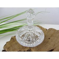 Kleine Bonbonniere Kristall, Deckeldose 70Er Jahre Glas Schale Mit Deckel, Schmuckschale Gebäckdose Honigtopf Marmeladenglas Bonboniere von JAHRZEHNTE