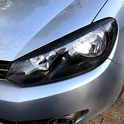 JAHURO Auto-Scheinwerfer-Augenbrauen, für VW Golf 6 MK6 VI GTI GTR 2008-2013, Auto-Scheinwerfer-Augenbrauen-Abdeckung, dekorative Scheinwerfer-Aufkleberstreifen,A-Bright Black-Standard von JAHURO