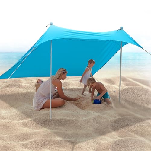 JAICOM Strandzelt, 2.1x2.1m Strandmuschel, UPF50+ UV-Schutz und Wasserdicht Sonnensegel, Mit Aluminiumstange, Sandschaufel, Heringen,Geeignet für Strand Schatten, Camping, Garten Verwenden JAICOM Strandzelt, 2.1x2.1m Strandmuschel, UPF50+ UV-Schutz und Wasserdicht Sonnensegel, Mit Aluminiumstange, Sandschaufel, Heringen,Geeignet für Strand Schatten, Camping, Garten Verwenden von JAICOM