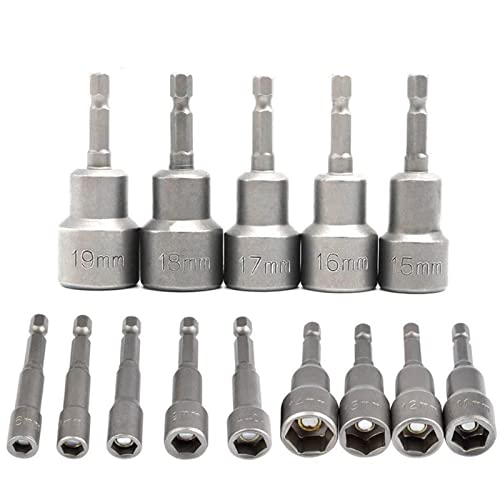 14pcs/set 6mm~19mm Professional Magnetic Nut Driver Set Metric Socket 1/4" Hex Shank Impact Drill Bit Adapter von JAINGU