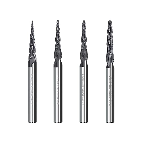 JAINGU 1pc Milling Cutter 1pc R0.25/R0.5/R0.75/R1.0 3.175mm Shank Tapered Ball Nose End Mill Carbide Wood Engraving Bit CNC Router Bit,R0.25xD3.175x15x40L JAINGU 1pc Milling Cutter 1pc R0.25/R0.5/R0.75/R1.0 3.175mm Shank Tapered Ball Nose End Mill Carbide Wood Engraving Bit CNC Router Bit,R0.25xD3.175x15x40L von JAINGU