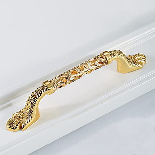 JAIOLUN123 1 Stück Griffe Schrankgriffe Möbelgriffe Schubladegriff Bogengriffe Küchengriff Hardware Hause DIY Vintage Türknöpfe Möbelknopf,Mit Schrauben,Gold (Hole distance-96mm) von JAIOLUN123