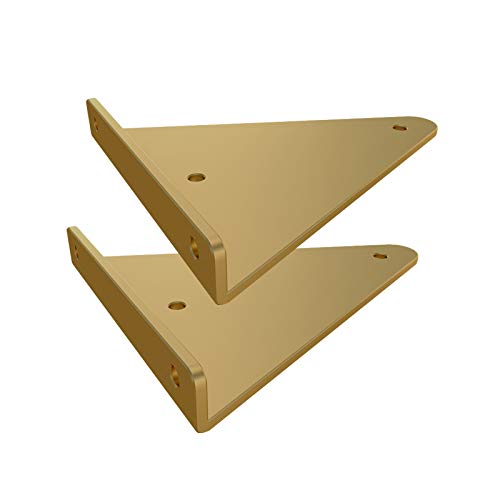 2 Stück Unsichtbare Regalhalterungen mit Schrauben DIY Metall Regalhalterung Iron Art Triangle Wand Regalträger für Wohnzimmer, Küchen, Bücherregale (230mm,Gold) von JAIOLUN123