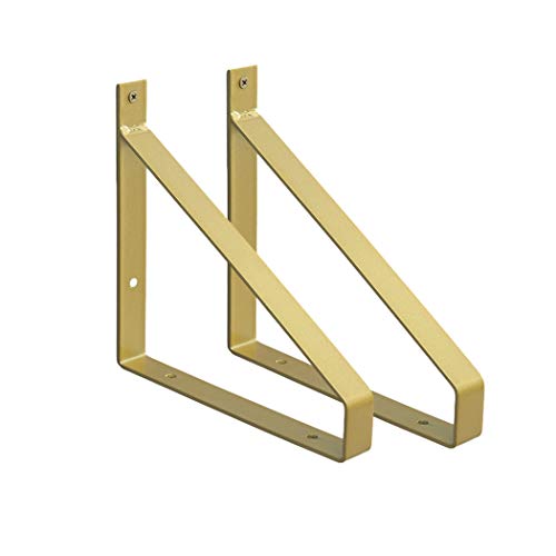 Shelf Brackets Schwerlast Wandregal Regalhalterung 2 Stück, Metall Schmiedeeisen Dreieck Regalwinkel mit Schrauben,Winkelträger rechtwinklig Wandmontage Regalhalterungen (20cm/7.9in,Gold) von JAIOLUN123