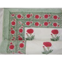 Handblock Bedrucktes Baumwollbettlaken Natürliche Farbstoffe, Jaipur Hergestellt von JAIPURFABANDCRAFT