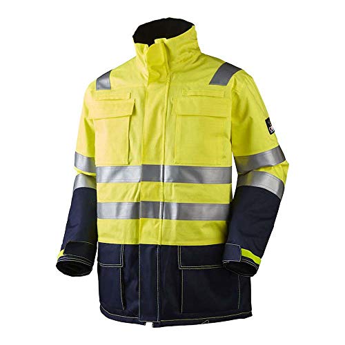 JAK Workwear 11-13134-029-00 Modell 13134 EN ISO 1149-5 Multinorm Parka Jacke, Gelb/Marine, XS Größe von JAK Workwear