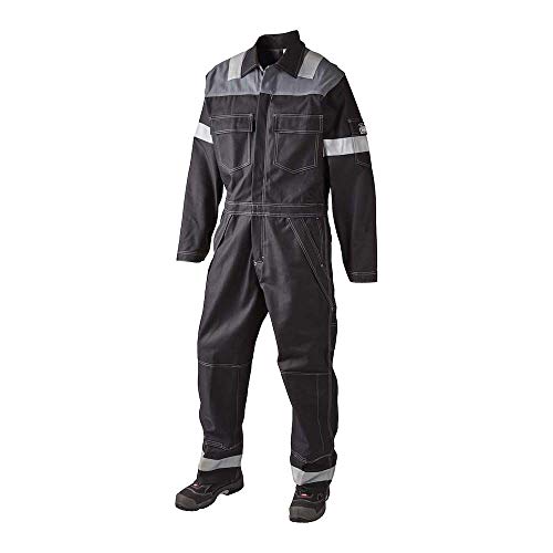 JAK Workwear 12-12004-051-06-87 Modell 12004 EN ISO 1149-5 Antiflame Arbeitsanzug, Schwarz/Grau, 3XL Größe, 87cm Schrittlänge von JAK Workwear