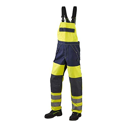 JAK Workwear 12-13103-029-108-90 Modell 13103 EN ISO 1149-5 Multinorm Latzhose, Gelb/Marine, EU 60/108 Größe, 90cm Schrittlänge von JAK Workwear