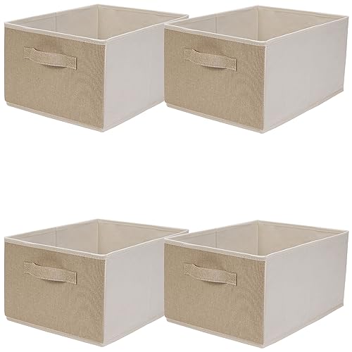 JAKAGO Faltbare Aufbewahrungsboxen 4 Stück, hochwertiger Stoff, Kleiderschubladen Organizer 39 x 29 x 20 cm,Kleiderschrank Aufbewahrungs Organizer für Kleidung,Hosen,Handtücher,Spielzeug(Beige) von JAKAGO