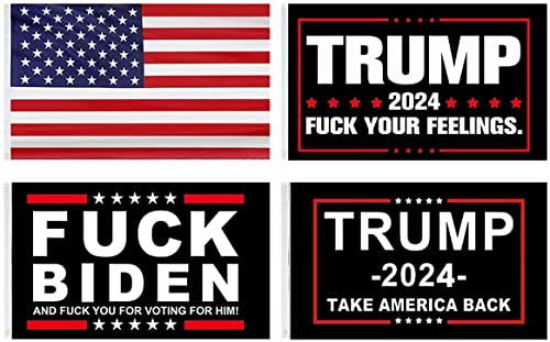 Trump 2024 Flagge Fuck Biden, 90 x 150 cm, Make America Great Again Flagge, Doppelstich um den Rand mit zwei Messing-Knopflöchern, 4 Mustern (Trump 2024 – 4 Muster) von JAKKOFOXX