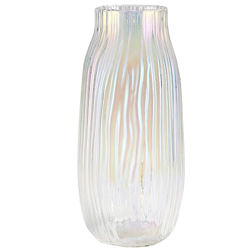 Große farbige Moderne Glasvase, irisiert, kristallklare Glasvase, 31 cm, für dekorative Heimbüro-Mittelaufsätze, Blumendekor (farbig 31 cm) von JAKY-Global