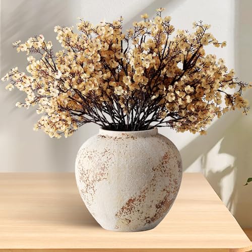 JAKY-Global 12 künstliche Schleierkraut Blumen, Champagner - Kunstseide Real Touch Herbstdeko für Zuhause, Tischvase & Deko im Boheme-Stil von JAKY-Global