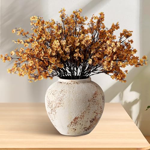 JAKY-Global 12 künstliche Schleierkraut Blumen, Mokka - Kunstseide Real Touch Herbstdeko für Tischvase, Zuhause & Boheme-Deko von JAKY-Global
