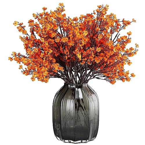 JAKY-Global Babys Atem Orange Seide künstliche Blumen 12 Bundle Europäische gefälschte Seidenpflanzen Dekoration Hochzeit Party Dekoration Blumensträuße Real Touch DIY Home Garden (Orange 12pcs) von JAKY-Global