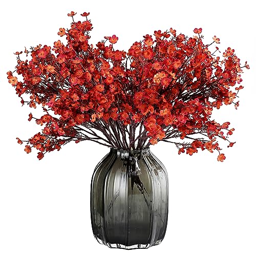 JAKY-Global Babys Atem Seide künstliche Blumen Bulk 6pcs für Herbst Dekor gefälschte Blume Bouquet Bulk für Haus Küche Indoor Bouquet Blumenarrangement Tisch Centerpieces Party Decor (Burnt Red Brown) von JAKY-Global