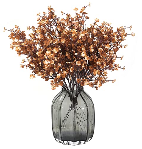 JAKY-Global Babys Breath Silk Artificial Flowers 6 Bundle Fake Plants Fall Stems Decorations for Home Decor Bouquets DIY Garden (Dark Brown White 6pcs) von JAKY-Global