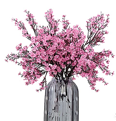 JAKY-Global Künstliche Blumen 12 Stück Getrocknete Unechte Seide Blumen Babysbreath Pflanze Dekoration für Hochzeit Sträuße Haus Garten Party Blumenschmuck(Pink) von JAKY-Global