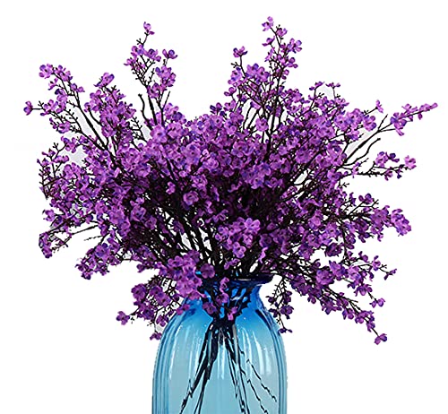 JAKY-Global Künstliche Blumen 12 Stück Getrocknete Unechte Seide Blumen Babysbreath Pflanze Dekoration für Hochzeit Sträuße Haus Garten Party Blumenschmuck(Purple) von JAKY-Global